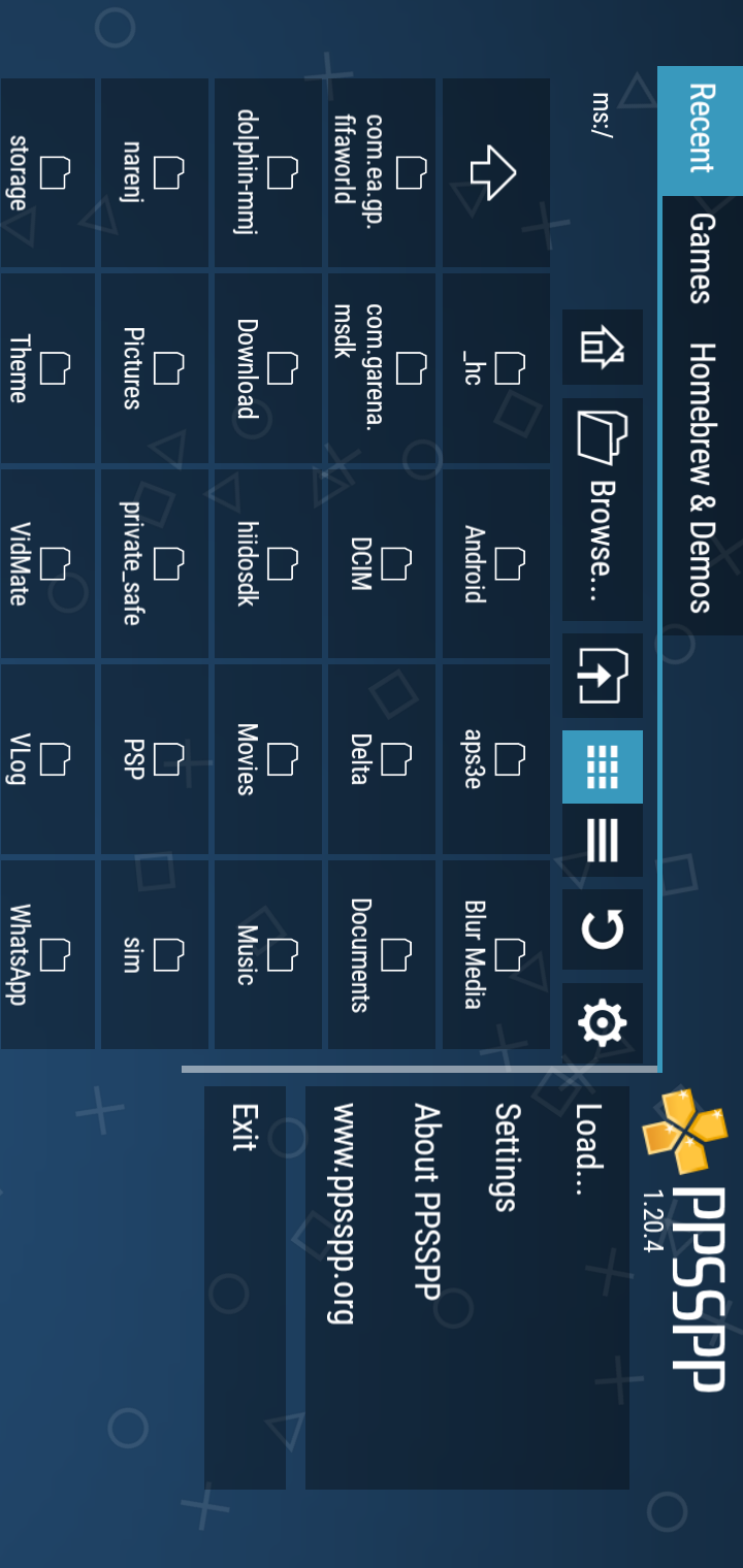PPSSPP Gold emulator home screen on Android